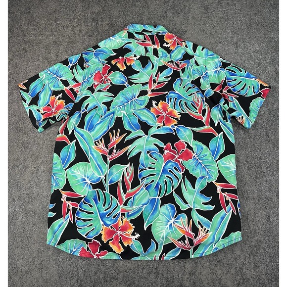 Tommy Bahama Mens Large Short Sleeve Button Up Shirt Veracruz Cay Tropical Leaf - Picture 2 of 6